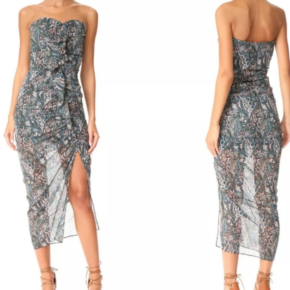 Veronica Beard Strapless Paisley Dress